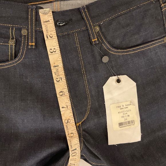 RAG AND BONE NWOT JEANS SZ 31  Style #M1223C401 Fit 2. Slim Raw Denim - Picture 8 of 13
